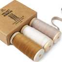 Vitalizart Velvet Ribbon Nude Ivory Set 3/8" x 15 Yd Wooden Spool Fabric Trim 3 Rolls * 5 Yd for Christmas Wreath Decoration Handmade Craft Ornaments Gift Wrapping & Bow Making