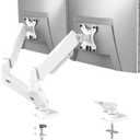 WALI Dual Monitor Stand, Adjustable Gas Spring Arm Monitor Mount for 2 Monitors up to 32 Inch,19.8lbs Capacity (GSMP002W), White by WALI
