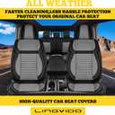 LINGVIDO Full Set Car Seat Covers, Faux Nappa Leather, Airbag Compatible and Waterproof Protectors for Sedans SUVs, Breathable Interior for Active Families, Pets, and Commuters (5 Seats, Black/Gray)