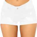Govc Women Casual Summer Mid Waist Stretchy Denim Jean Shorts Junior Short Jeans (White, XL)