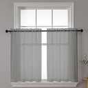 Chyhomenyc Sheer Window Curtains Tier 2 Pieces Set, 36 inch Length, Short Dining Curtains Window Treatment for Small Windows/Bathroom/Cafe/Living Room, Rod Pocket, Charcoal Grey