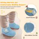 Scurtain Toddler Slippers Winter Boots Kids Slippers Girls Boys Toddler Snow Boots Baby Warm Socks Lightweight House Shoes Non-Slip Ankle Booties Walking Shoes (5.5-6 Toddler, Blue)