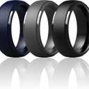 ThunderFit Silicone Rings for Men - 7 Rings / 4 Rings / 1 Ring Step Edge Rubber Wedding Bands 10mm Wide - 2.5mm Thick ( 2 rings )