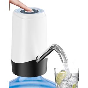 Water Dispenser Pump, USB Charging Automatic Drinking Water Pump for Mini Water Jug Dispenser Portable, Ideal for Home Kitchen Living Room Office Camping (White-black)