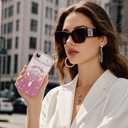 Fiyart Designed for iPhone Air Case 2025,Compatible with MagSafe Love Hearts Plating Camera Protection TPU Magnetic Glitter Shockproof Phone Bumper for Women Girls 6.6"-Pink