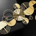 Modern Large Wall Clock Metal Decorative Clock, 3D Creative Wall Art Silent Non Ticking,Battery Operated Oversized Round Modern Wall Clock for Bedroom,Farmhouse,Office Wall Decor , 16.5*37 Inch Gold
