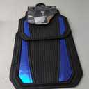 CAR PASS Heavy Duty Rubber Car Mats Metallic,Aluminum Film All Weather Floor Mats Waterproof Universal Trim to Fit Automotive SUV Sedan Van 4 Piece Anodized Deep Dish Two-Tone Sporty Black Blue Chrome