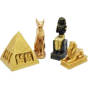 Egyptian Figure Decoration Set of 4 Ancient Pyramid Pharaoh Sphinx Egypt Decor Statue Tourism Souvenirs Decor Khufu Building Ornament Sculpture