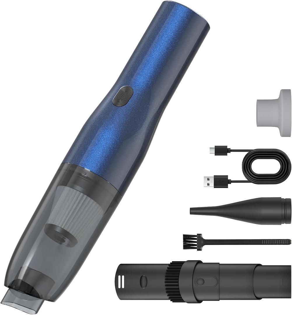 Handheld Vacuum Car Vacuum, 2 in 1 Air Duster Mini Vacuum Cleaner Small Portable Rechargeable Car Seats, Home, Quick Cleanup, Strong Suction, Lightweight, Includes Crevice Nozzle & Brush -H2