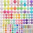 Huquary 270 Pcs Beads for Pens Rhinestone Bubblegum Beads Mixed Crystal Resin Sugar Chunky for Beadable Keychains DIY Craft Jewelry Making Supplies (Candy Colors)
