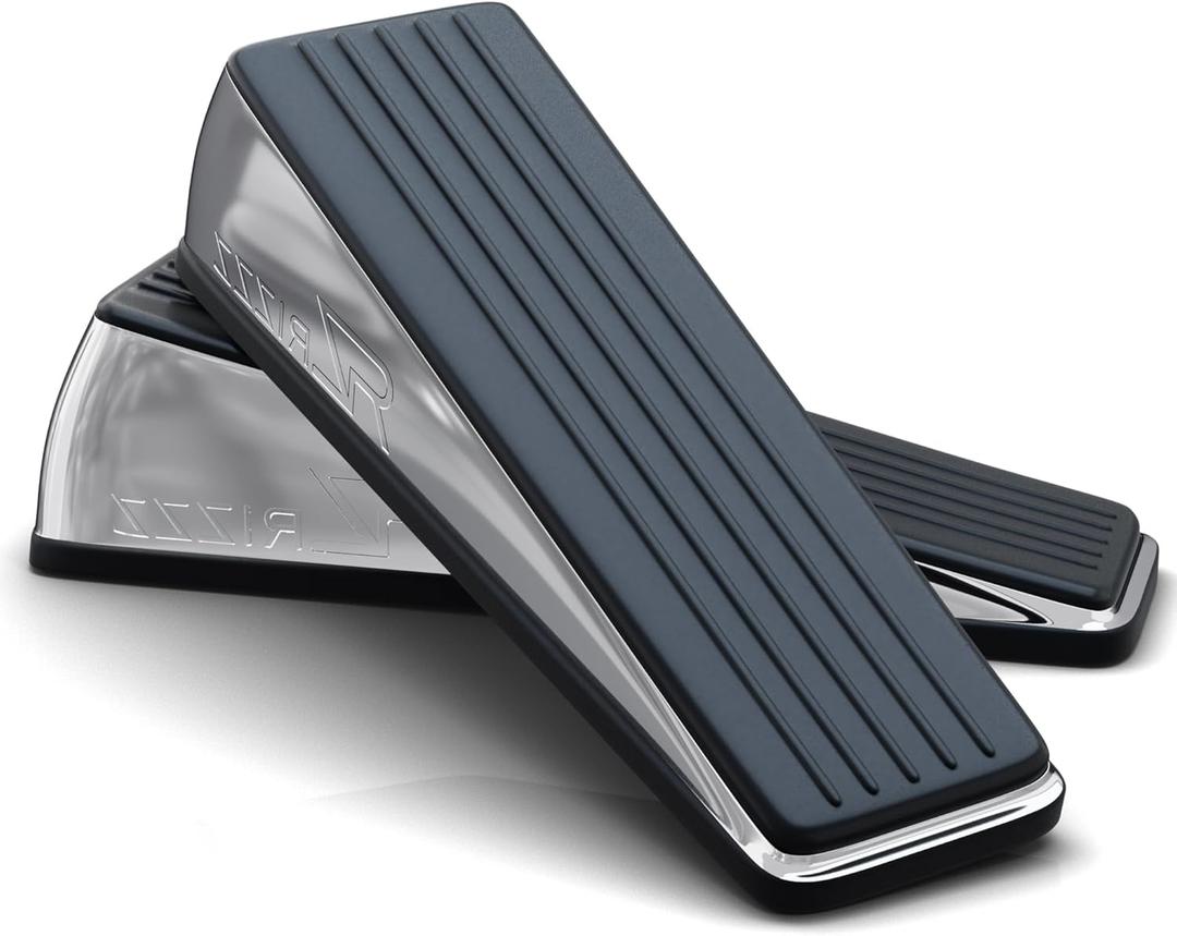 3 x RIZZZ Heavy Duty Door Stoppers Wedge  2 Pack Premium Quality Door Stop Zinc Alloy Wedge with Non-Slip Rubber for Bottom of Heavy Doors Work on Wood, Tile, Carpet