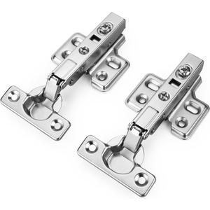 Luokim 26mm Small Cup Soft Close Half Overlay Hinge for Thin Door Clip On Mounting Plate Concealed Cabinet Hinge with Screws Nickel Finish