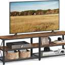 VASAGLE TV Stand for TV up to 70 Inches, TV Table, Entertainment Center, 3-Tier TV Console, Steel Frame, Industrial Style, for Living Room, Rustic Brown and Black ULTV095B01