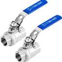 2 Pack 1/2'' Ball Valves NPT Female Stainless Steel 304 Full Port 1/2 Inch Ball Valve with Locking Handle, Heavy Duty Shut Off Valve for Home and Industrial(1/2 Inch)