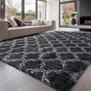 Sour Lemon 8x10 Area Rugs for Bedroom, Living Room Fluffy Rug, Large Area Rug Shag Shaggy Carpet Soft Plush Furry Bedside Rugs, Machine Washable Area Rugs for Kids Girls Boys Home Decor Anti Slip (Grey Lantern)