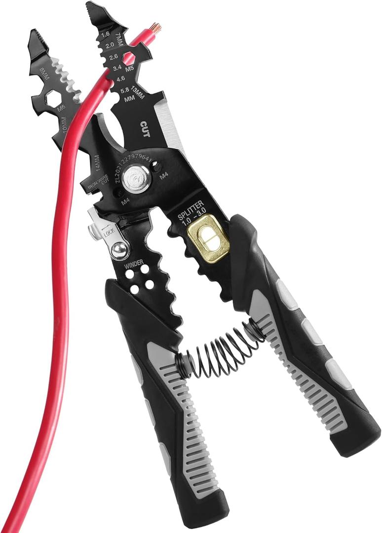 Navaris 25-in-1 Electrician's Multitool - Multi-tool w Pliers Wire Cutter Wrench - Anti-Rust Cr-V Steel Construction - Ergonomic Handle - Multitools & Accessories for Electricians