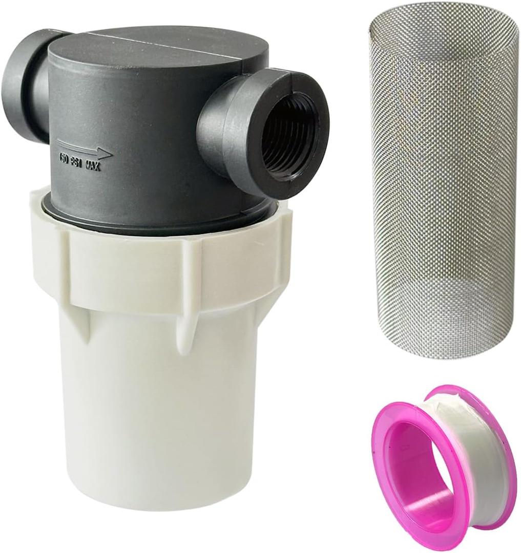 Water Pump Filter 3/4'' Interface Equipped with 40 Mesh and 80 Mesh Stainless Steel Filters Used for Filtering Impurities, Suitable For Water Pumps, Pressure Cleaners, RVs, Ships, and Gardens