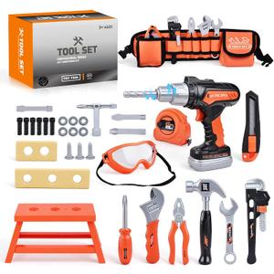 Kids Tool Set Toddlers Tool Kit Kid Toddler Tools Belt 3 4 5 Year Old Construction Tools Toys for Boys Birthday Gifts Age 3 4 5