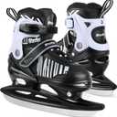 Adjustable Ice Skates for Kids Girls Boys, Kids Ice Hockey Skates for Beginners Ages 4-12, Toddler Ice Skating Shoes with Safety Ankle Support and Soft Padding for Outdoor & Ice Rink (Large - Youth(4-7 US), White)