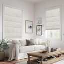 No Drill Blackout Roman Shades for Indoor Windows,Cordless Roman Blinds,Linen No Tools Window Shades,Easy to Install Window Blinds for Home Bedroom,Blackout-Linen Beige 34" W x 48" H