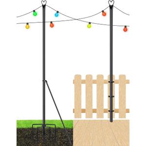 XDW-GIFTS String Light Pole - Steel Poles for Outdoor String Lights Hanging, Garden, Backyard, Patio Lighting Stand for Parties, Christmas, Wedding, 2 Pack (9.9FT-2pcs)
