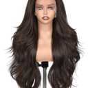 HANNE 13 * 6 Lace Front Wigs for Black Women 29 Inch Synthetic Pre Plucked Wavy Filp Curl Futura Fiber Glueless Brown Wig HD lace frontal Wig Hair Replacement Wigs for Every Occasion (Brown)