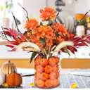 Fall Artificial Flowers for Decoration43Pcs Faux Flowers Arrangement with Dahlia Pampas Grass Mixed Autumn Floral Stems & Mini Pumpkin Vase Filler for Indoor Table Centerpiece Home Dcor (Orange Red)