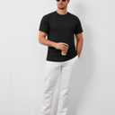 ZDC Mens Short Sleeve Shirts Summer Casual Crew Neck T Shirts Classic Basic Tee (Black, L)