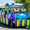 Ceenna 16 Pcs Mardi Gras Parade Float Decorations with 4 Pcs Mardi Gras Table Skirts 4 Pcs Mardi Gras Bunting Flag 4 Pcs Mardi Gras Tinsel Garland 4 Pcs Fringe Banner for New Orleans Carnival Supplies