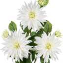 3Pcs White Artificial Dahlia Flowers 29.5" Fake Flower Silk Flowers with Long Stem Floral Arrangements Bouquets Faux Dahlias Flowers for DIY Wedding Party Centerpieces Decor Home Office Decoration