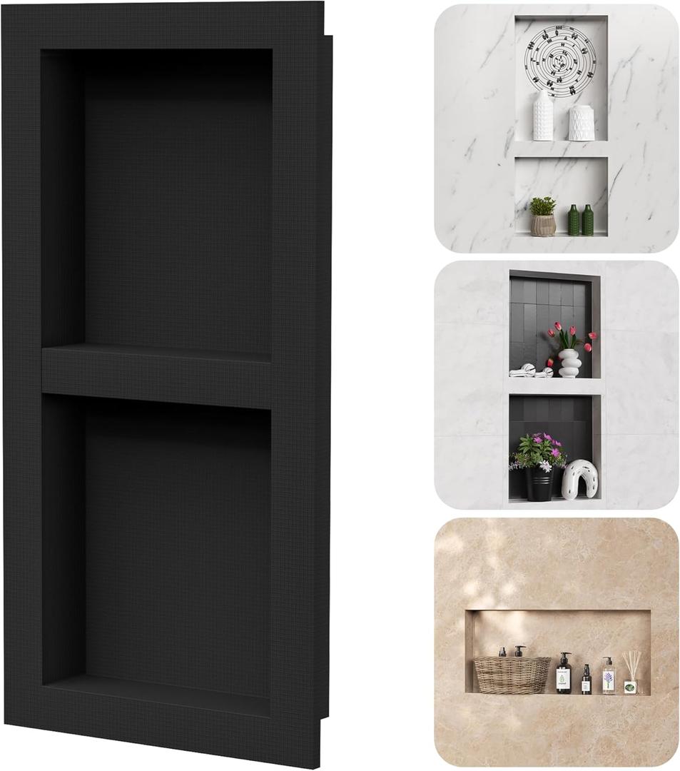 2-Tier XPS Shower Niche,Interior 12"X28" Bathroom Wall Niche, Waterproof Recessed Wall Cabinet for Shower Wall,Storage Cubby Ready to Tile