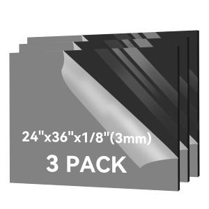 3 Pack Black Plexiglass Sheets 24x36x1/8'' Thick Acrylic Sheets Plastic Sheet Plexiglass Panel Easy to Cut with Saw or Drill Ideal for Laser Cutting, DIY Project, Craft, Display Use