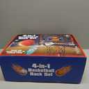 Basketball Hoop for Kids, 4 in 1 Kids Basketball Hoop and T Ball Set with Hanging Baseball Hoop, Toddler Basketball Toys, 2.98-5.8ft Adjustable Basketball Set for Indoor & Outdoor Backyard Sport Game