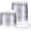 50 Pcs Clear Strawless Plastic Lids Fits for 12, 16, 20 and 24 oz Cups Disposable PET Sipper Cup Lids for Iced Coffee Milkshake Party Supplies (Transparent,98mm)