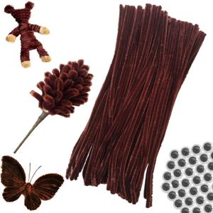 100pcs Brown Pipe Cleaners Chenille Stems for DIY Art & Crafts with Googly Eyes 100pcs (12inch x 6mm)