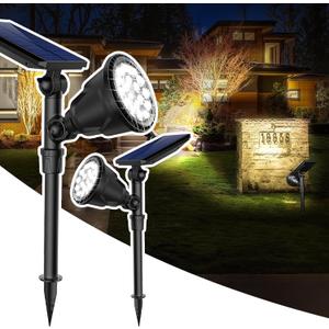 JSOT Solar Spot Lights Outdoor, 600LM Outdoor Spotlight Waterproof Landscape Lighting, Solar Garden Decor Lamp Wall Light for Yard Pathway Path Driveway Pool Backyard Decorative (Cool White 2 Pack)