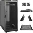 Tecmojo Network Rack Cabinet,27U Server Rack,31.5 Inch Depth,Hold Up to 1800Lbs,Lockable Cabinet with Casters and Complete Accessories,Mesh Door,for Home,Office,Small Business (27U 23.6" w*31.5" d)