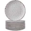 Farmhouse Melamine 6 Inch Appetizer plate, Small Serving Dinnerware/Snack/Party/Kitchen/Dinner/Dessert Plates, Set of 8, White