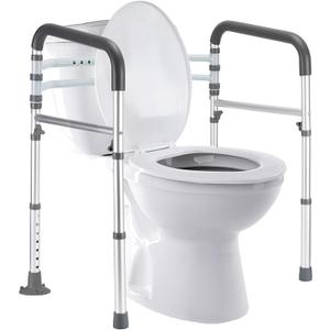 Toilet Safety Rails, Adjustable Toilet Frame for Elderly, Seniors, Handicap & Disabled, Foldable Handicap Toilet Handles Fit Any Toilets (300 LB)