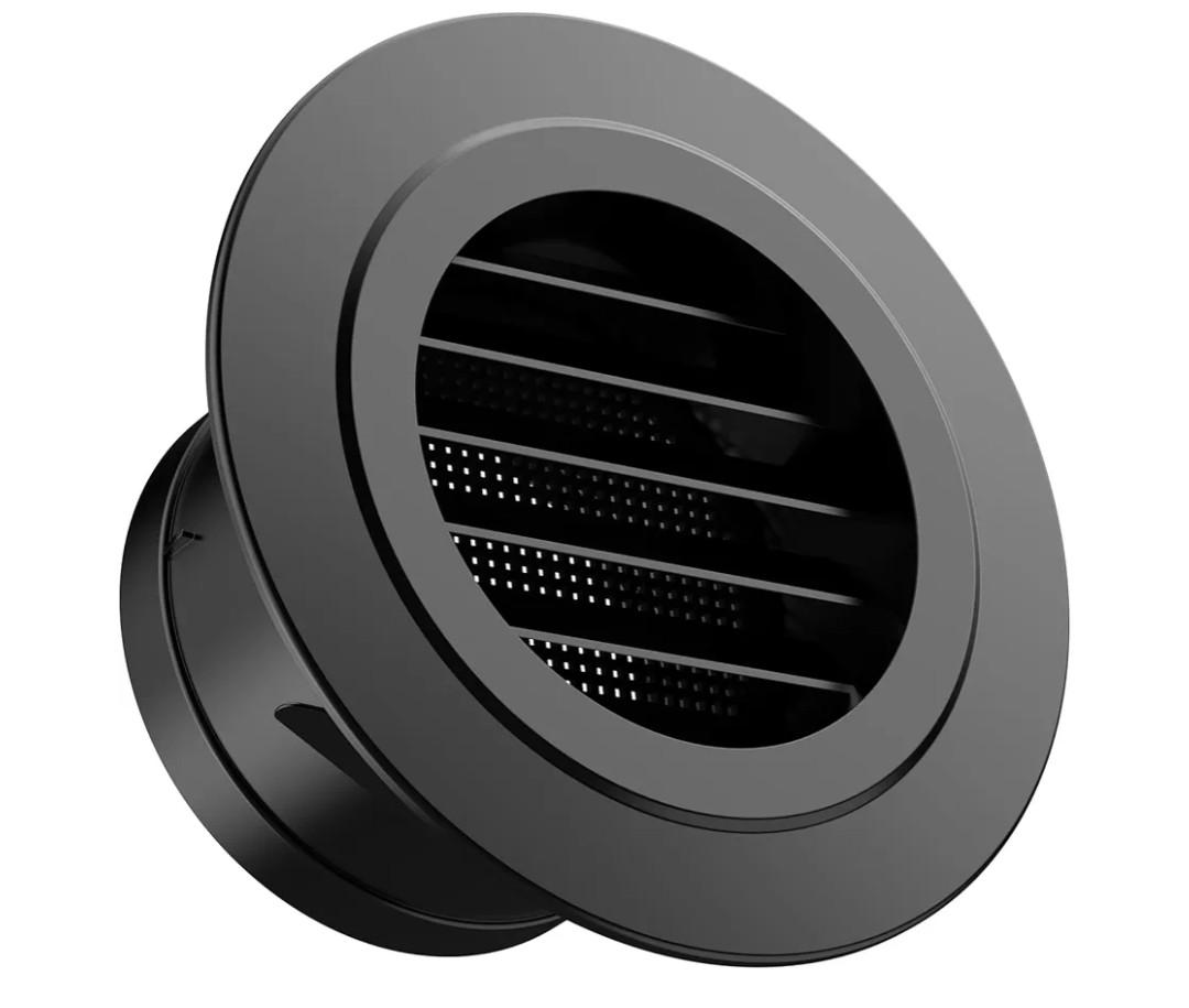 Hon&Guan Soffit Vents 4 Inch, Round Exhaust Air Vent Cover with Built-in Fly Screen for Bathroom Kithchen Office Home, Black