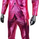 Nawgut Sequin Blazer Metallic Slim Suit 2 Piece Set Disco Prom Shiny Outfit Wedding Party Banquet Fashion Jacket Pant (XL)