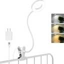 Woputne Desk Clip on Lamp for Reading Home Office, with 5V 2A Adapter, 10 Dimmable Brightness 3 Modes, Clamp Reading Light for Bed Headboard, Craft (White)