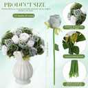 Hoteam 72 Heads White Green Artificial Rose Flowers 6 Bouquet Wedding Decoration Faux Flower Arrangement Bouquet with Stem Bridal Shower Gift Floral Centerpiece for Tables