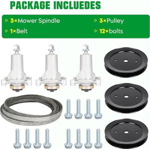 3 Pack 587819701 Spindle Assembly Kit with 173435 Pulley 196104 Pulley 196106 Pulley 177968 Pulley Replaces Husqvarna 532187281, 187292, 192870, 587820301, 587253301, 532187292, 539112057