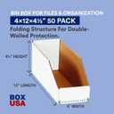 Box USA Cardboard Storage Bins, Open Top Bin Box, 4"L x 12"W x 4.5"H 50-Pack | Medium for Inventory, Organization, Parts, Garage, Warehouse or Home Cubby, Oyster White 8x18x10