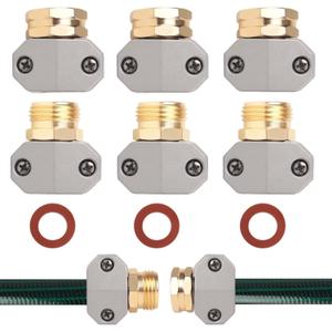 Hose repair kit,3 Sets garden hose repair Fittings Aluminum Female and Male With Zinc Clamp Water Hose End Repair Connector Fit 3/4 Inch And 5/8 Inch Garden Hose garden hose repair kit