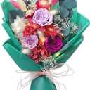 Preserved Flowers Bouquet Graduation Flowers Bouquet Gift Forever Natural Real Roses Gifts for Teacher Student Birthday Anniversary Wedding Home Decor, (Green, Fresh)
