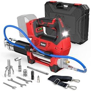 Ecarke Cordless Grease Gun Compatible with Milwaukee 18V Battery (Bare Tool), 3‑Speed Adjustable Flow, 12, 000 PSI Max, 39” Hose, Works with Bulk & Cartridge Grease, for Farm/ Truck/ Construction