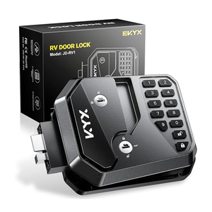KYX RV Door Lock Replacement, Rv Keyless Entry Door Lock with Password and Remote Control Thumbprint,Upgraded All Metal Camper RV Door Latch for Various Types of RVs |Replacement 2.75'x3.75'|4