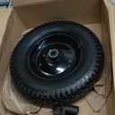 Wheelbarrow Tires 4.80.4.00-8 Flat Free, 14.5" Solid Tire and Wheel, Fit 4.80/4.00-8, 3.50/3.50-8, 4.00-6 Wheelbarrow Wheels, with 3" Centered Hub, 5/8" or 3/4" Bearings and Adapter Kit